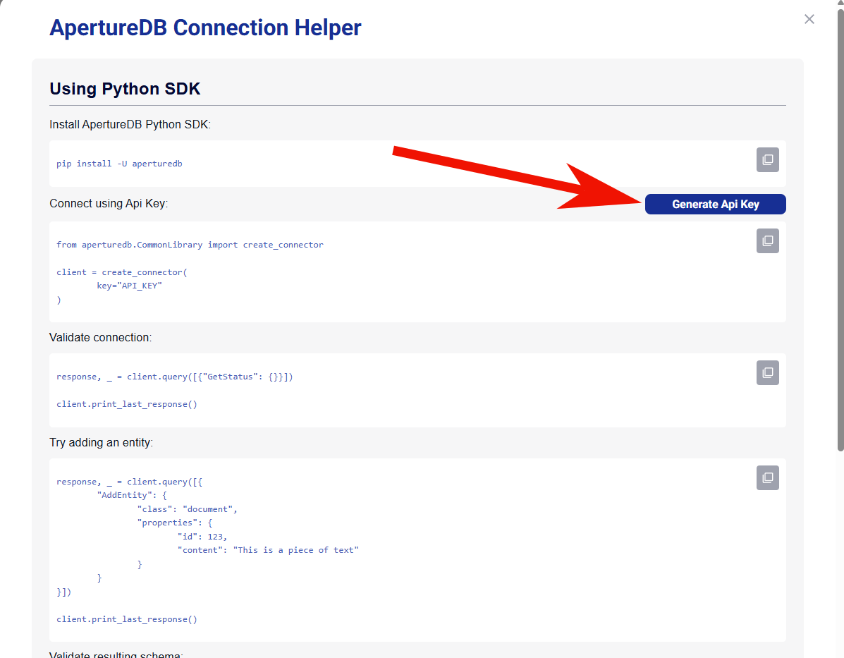 API string in Cloud interface