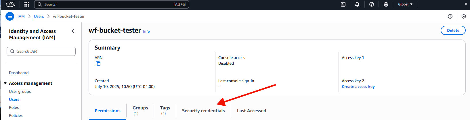 Find Security Credentials