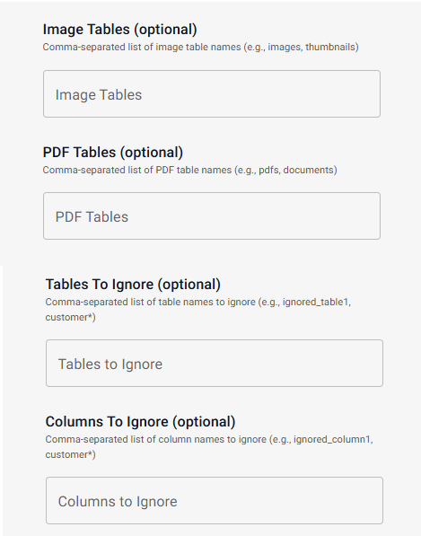 Advanced SQL Options dialog
