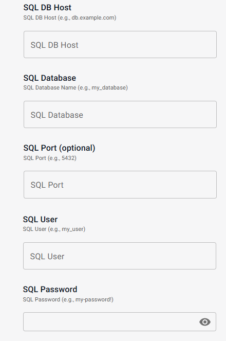 SQL Options setup dialog