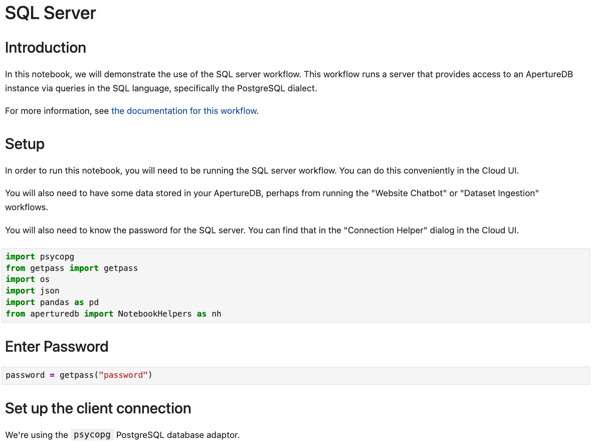 Jupyter notebook for SQL server